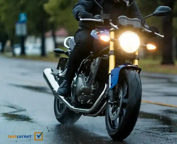 En un día de frío y lluvia, circula conduciendo su motocicleta. En estas circunstancias…