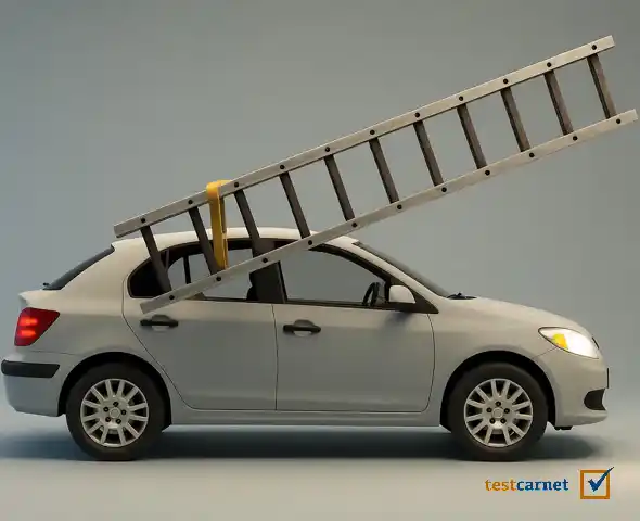 ¿Le está permitido circular con un turismo si por sus ventanillas laterales sobresale la carga que lleve en el interior del vehículo, como una escalera?